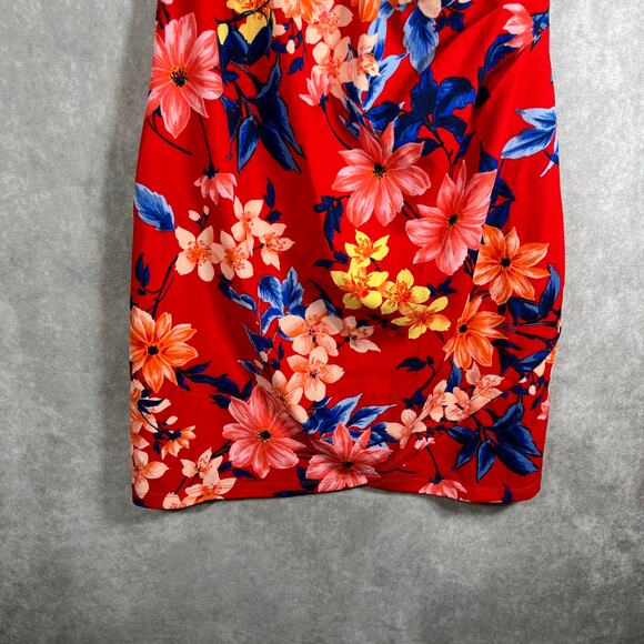 Guess Mini Dress Womens Size 14 Floral Faux Wrap Sleeveless Lined Artsy Retro - Picture 4 of 10